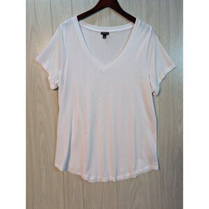 Torrid Top Womens 1 1X White V-Neck T-Shirt Classic Fit Long Sleeve Solid Flaw